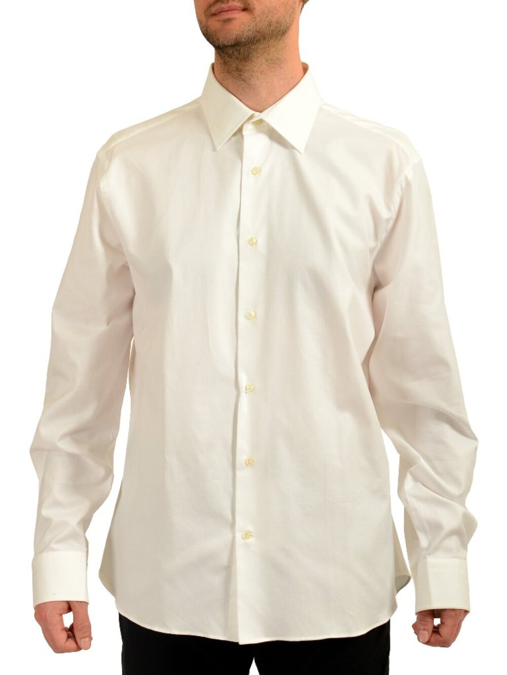 Salvatore Ferragamo Men's White Long Sleeve Dress Shirt US 17.5 IT 44
